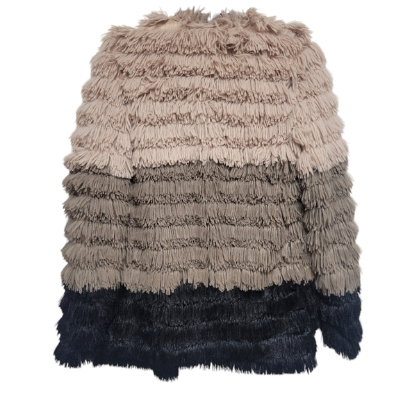 Sage Colorblocked Fringe Faux-Fur Multi-Color Coat Women's. Size XS. NWT… - Picture 4 of 14